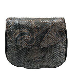 Bally Black Imitation Snake Leather Vintage Crossbody Bag